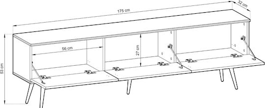 Έπιπλο Τηλεόρασης Loro Plus Λευκό Μ175xΠ32xΥ30cm
