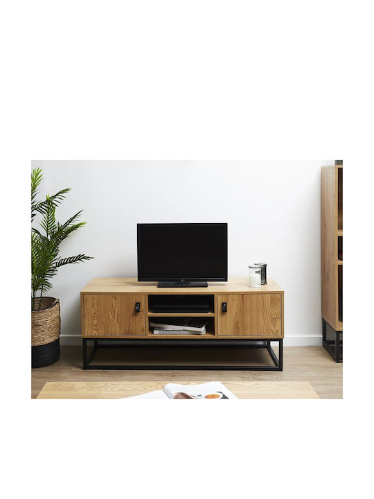 TV Stand Abbott Made of Solid Brown Wood L117xD39xH48cm