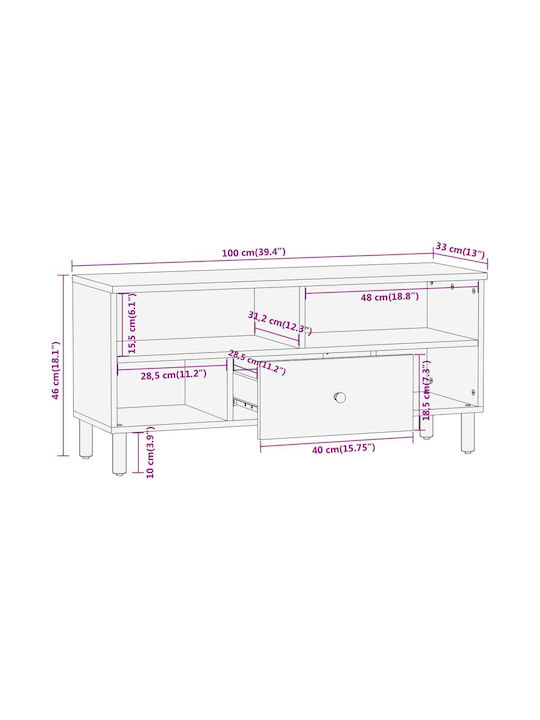 TV Stand Acacia M100xD33xH46cm