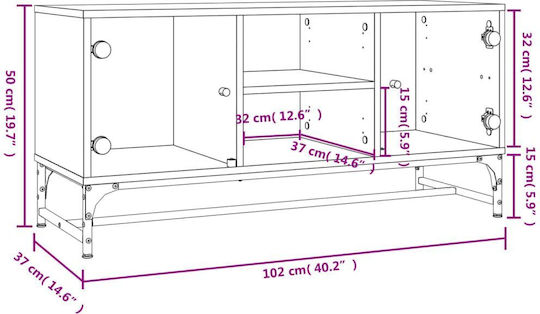 Έπιπλο Τηλεόρασης από Ξύλο & Γυαλί Λευκό Μ102xΠ37xΥ50cm