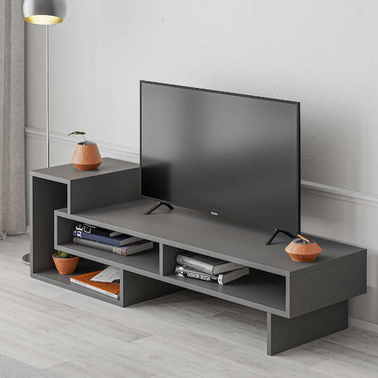 TV Stand Wooden Tetra Gray L136.7xW40xH42cm