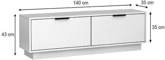 Έπιπλο Τηλεόρασης Lisa Λευκό Μ140xΠ35xΥ43cm