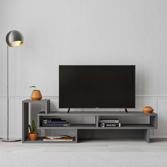 TV Stand Wooden Tetra Gray L136.7xW40xH42cm