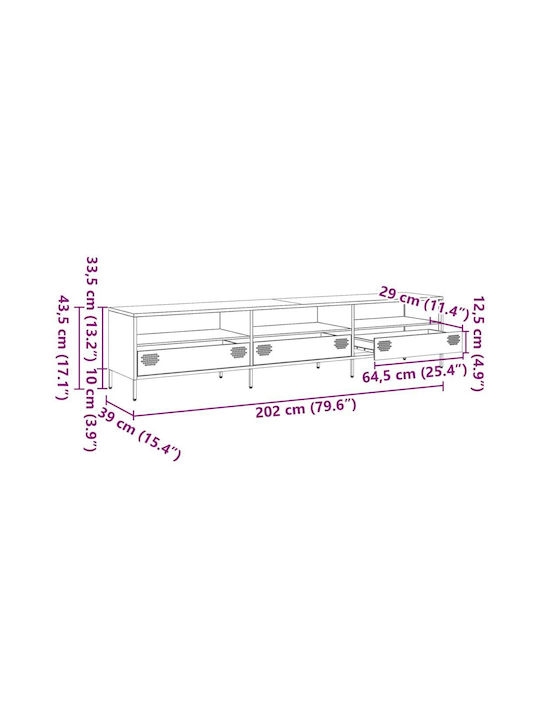 TV Stand Metal Pink L202xW39xH43.5cm