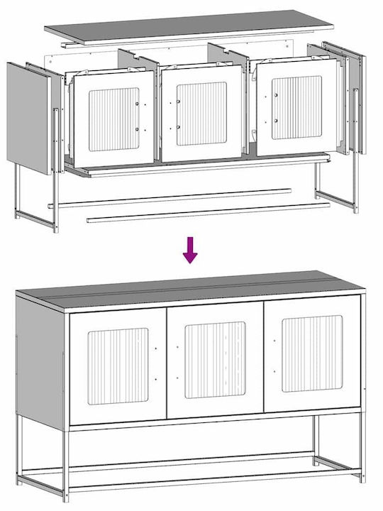 Metallic Anthracite TV Stand L100.5xD39xH60.5cm