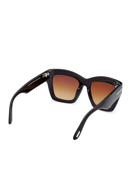 Tom Ford Women's Sunglasses with Black Plastic Frame and Brown Gradient Lens FT1191 01F