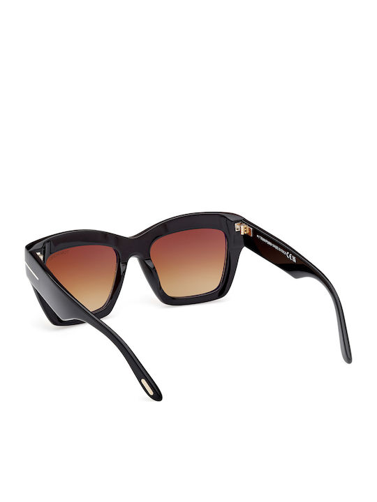 Tom Ford Women's Sunglasses with Black Plastic Frame and Brown Gradient Lens FT1191 01F