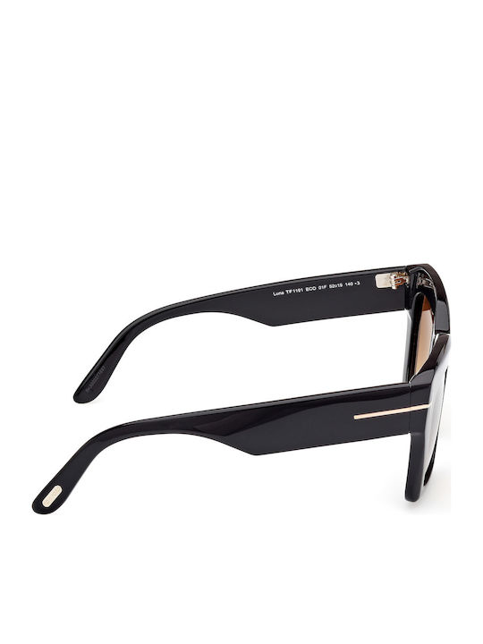 Tom Ford Women's Sunglasses with Black Plastic Frame and Brown Gradient Lens FT1191 01F