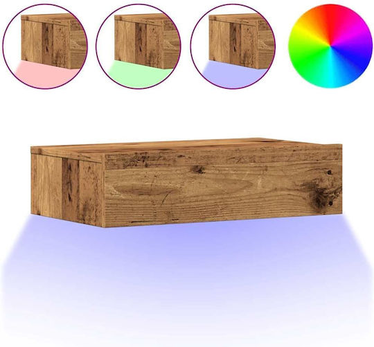 Vidaxl Ντουλάπι Τηλεόρασης Φώτα Led Παλιό Ξύλο 60x35x15,5 Cm Καφέ