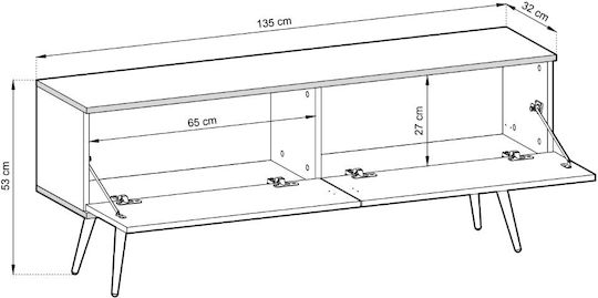 Έπιπλο Τηλεόρασης Loro Ii Γκρι Μ135xΠ32xΥ30cm