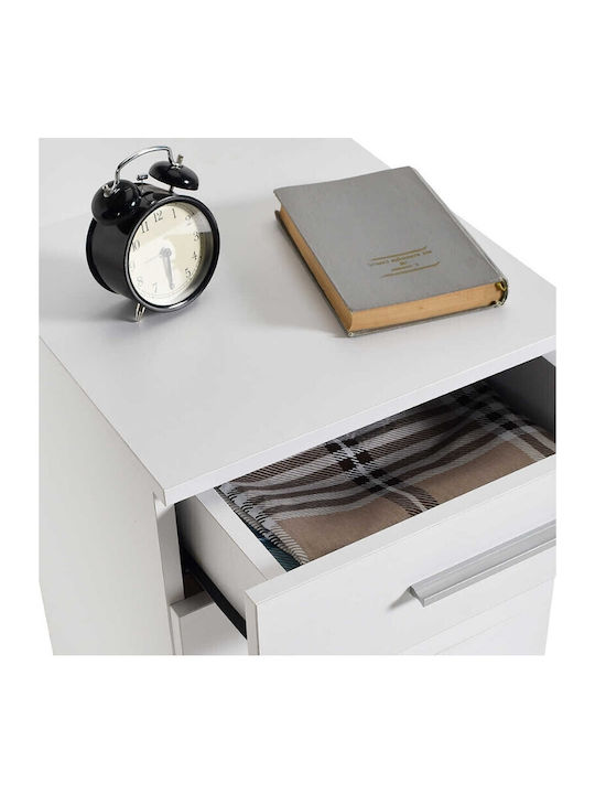 Trendline Wooden Bedside Table Λευκό 40x39x57cm