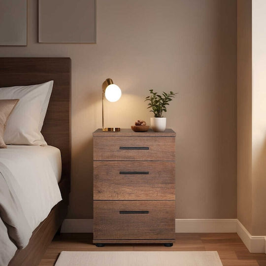 Trendline Wooden Bedside Table Καρυδί 40x39x57cm