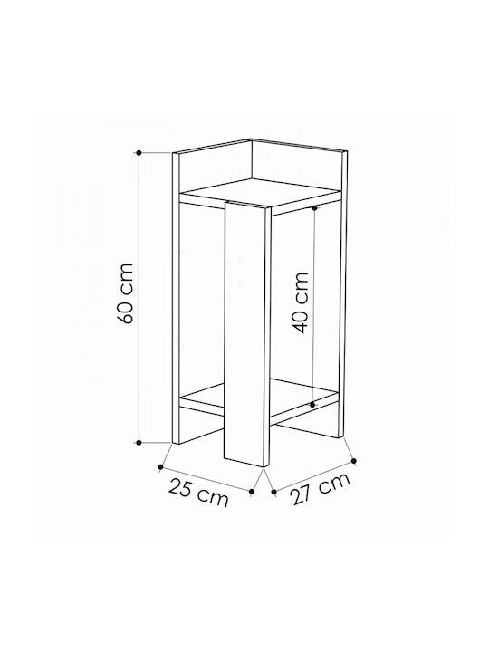 Elos Wooden Bedside Tables 2pcs Φυσικό Οξιάς / Ανθρακί 25x27x60cm