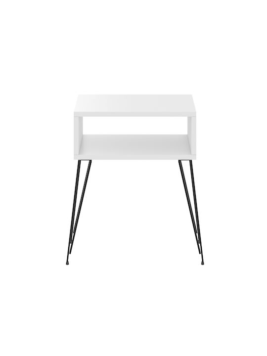 Κομοδίνο Todd Ξύλινο Λευκό 45x30x58cm
