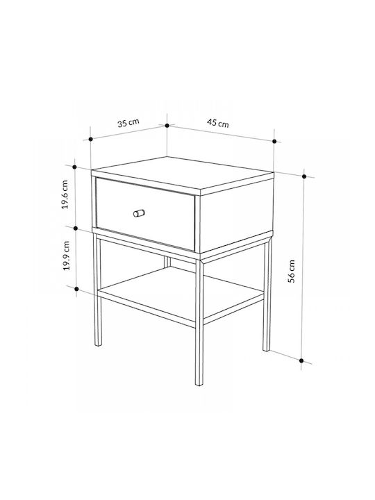 Κομοδίνο Lisa Ξύλινο Μπεζ 45x35x56cm GP037-0234,1