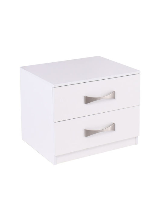 Life Wooden Bedside Table Λευκό 48x40x39cm