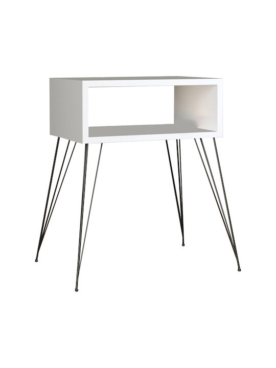 Naida Wooden Bedside Table White 45x30x59cm