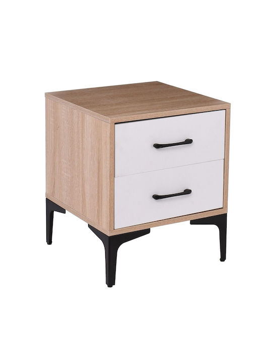 Bedside Table Merrano Wooden Beige 40x40x48cm E7420,3