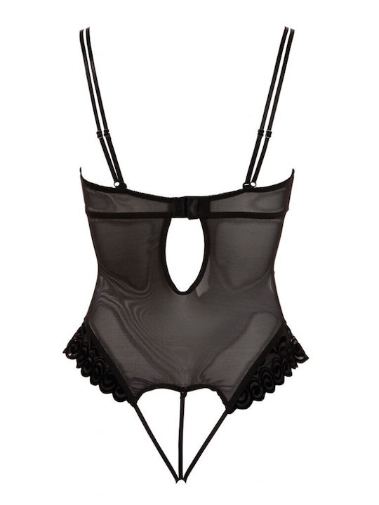 Cottelli Collection Sexy Bodysuit Mesh Body With Removable Cups & String Black