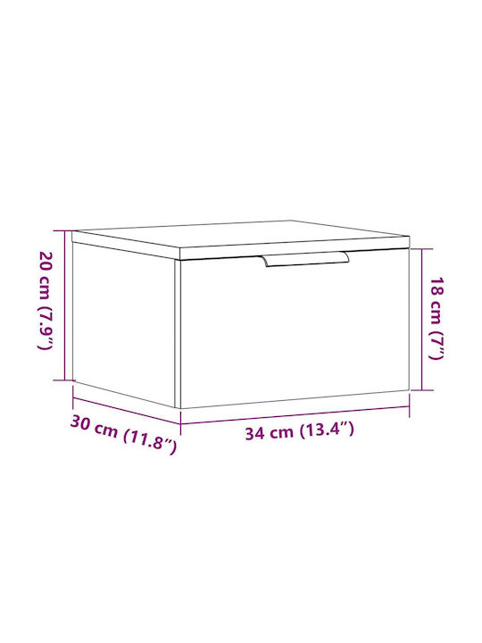 Wooden Bedside Table Old Wood 34x30x20cm