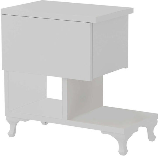Wooden Bedside Table White 46.8x46.8x46.8cm Wooden Bedside Table White 46.8x46.8x46.8cm