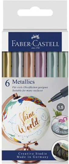 Faber-Castell Metallics Μαρκαδόροι Σχεδίου 5mm Σετ 6 χρώματα