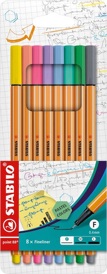 Point 88 Pastel Fineliner 8 Colors Stabilo Case