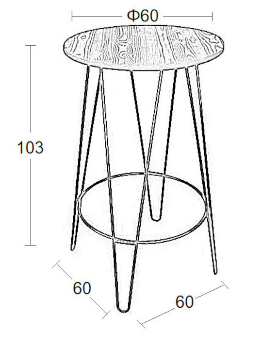 Lara Outdoor Bar Free Standing Metal Table Black 60x60x103cm