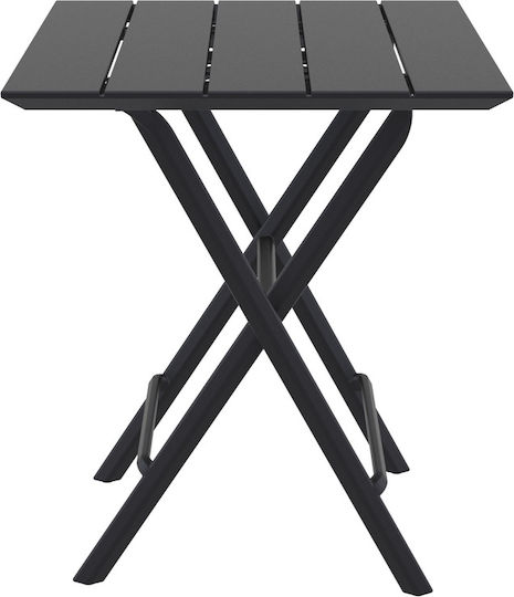 Helen Outdoor Dinner Foldable Table with Polypropylene Surface and Metal Frame Black 60x60x74cm