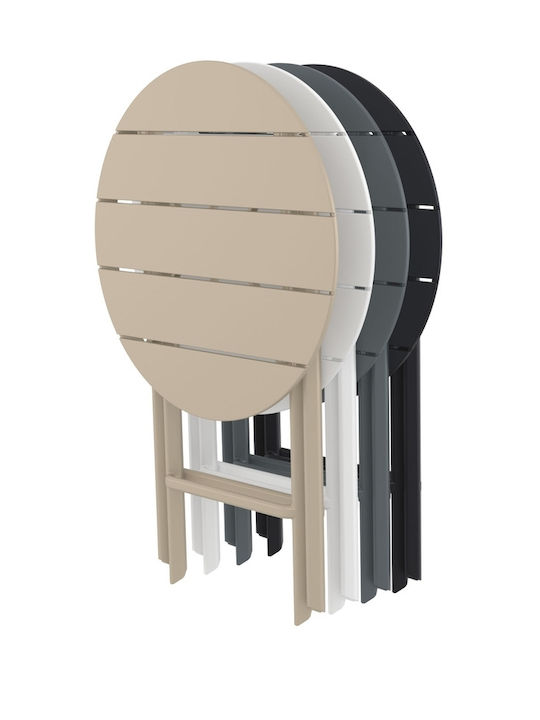 Helen Outdoor Dinner Foldable Polypropylene Table Taupe 60x60x74cm