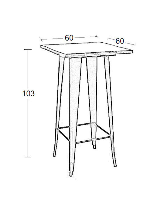 Texas Outdoor Bar Free Standing Metal Table Black Checkmate 60x60x103cm