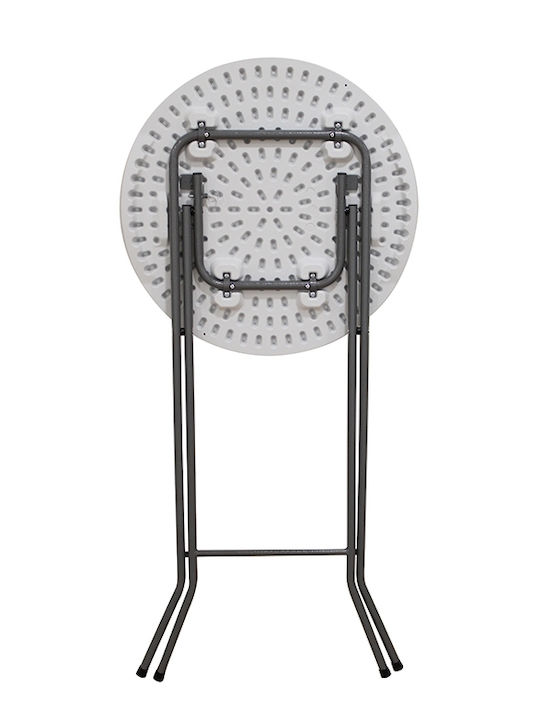 Outdoor Bar Foldable Table with Plastic Surface and Metal Frame White 61x61x110cm
