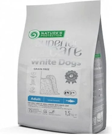 Nature's Protection Superior Care White 1.5kg Dry Food Grain-Free & Gluten-Free for Adult Small Breed Dogs with Herring