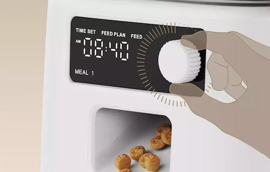 Oneisall Pro Automatic Feeder for Dog & Cat 16.75cm in White Color