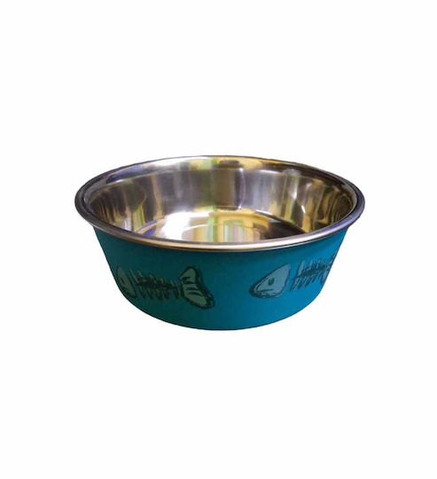 Trixie Edelstahl Schalen Futter & Wasser für Hund & Katze auf Basis von 2x 300ml 15cm in Blau Farbe