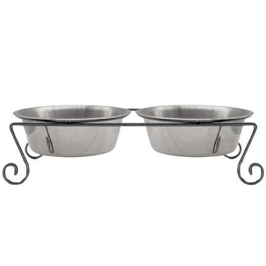 Nunbell Pet NUNBELL Stainless Steel Bowl Food & Water for Dog & Cat with Base 2x in Silver Color 2pcs
