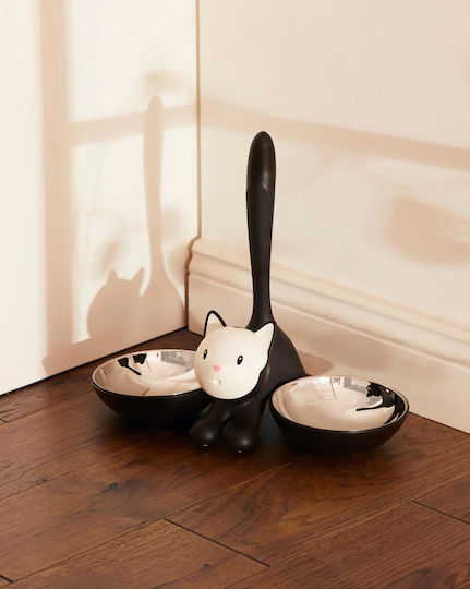 Cat Food Container 2 Positions Tigrito Ammi09 B 32x16x28cm Silver-black Alessi