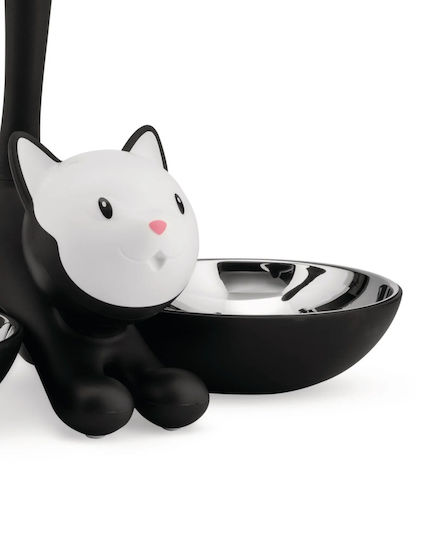 Cat Food Container 2 Positions Tigrito Ammi09 B 32x16x28cm Silver-black Alessi