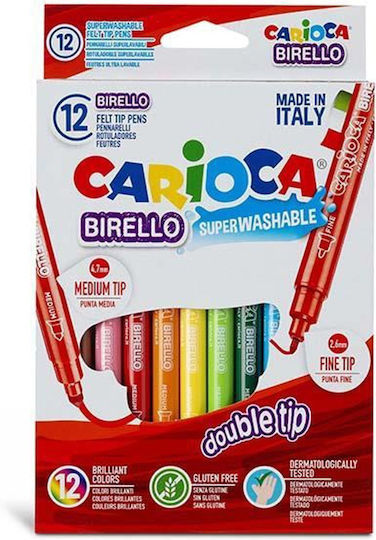 Carioca Birello Dual Μαρκαδόροι Ζωγραφικής με Διπλή Μύτη, Πλενόμενοι Σετ 12 χρώματα