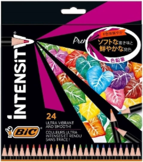 BIC Intensity Premium Colouring Felt Pens Neon Drawing Markers 0.73mm with Black Body and Comfortable Rubber Grip Thin Set 12pcs