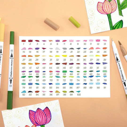 Ohuhu Maui Drawing Markers with Double Tip Set 100 Colours
