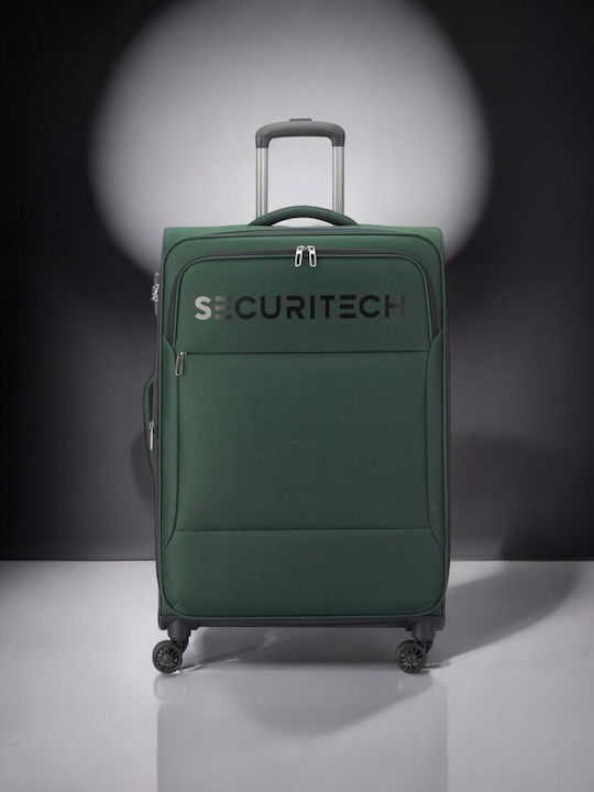 Securitech Fabric Suitcases Vanguard Green With 4 Wheels Set Of 3 Pieces