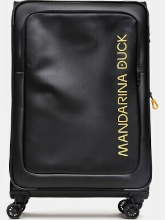 Mandarina Duck Eco Coated Large Fabric Suitcase Black with 4 Wheels Height 78cm