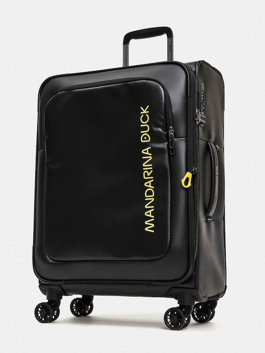 Mandarina Duck Eco Coated Medium Fabric Suitcase Black with 4 Wheels Height 67cm