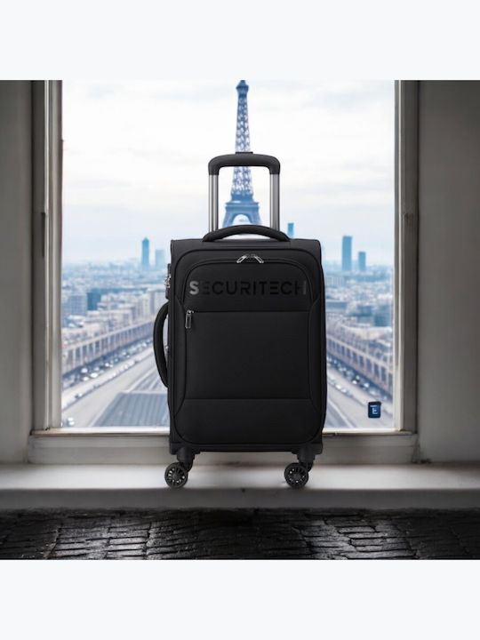 Securitech Koffer Reise Stoff Schwarz Mit 4 Räder Set 3 Stück