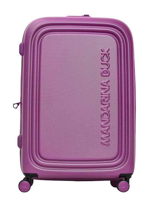 Mandarina Duck Logoduck Μεγάλη Βαλίτσα Ταξιδίου Σκληρή Μωβ με 4 Ρόδες Ύψους 75εκ.