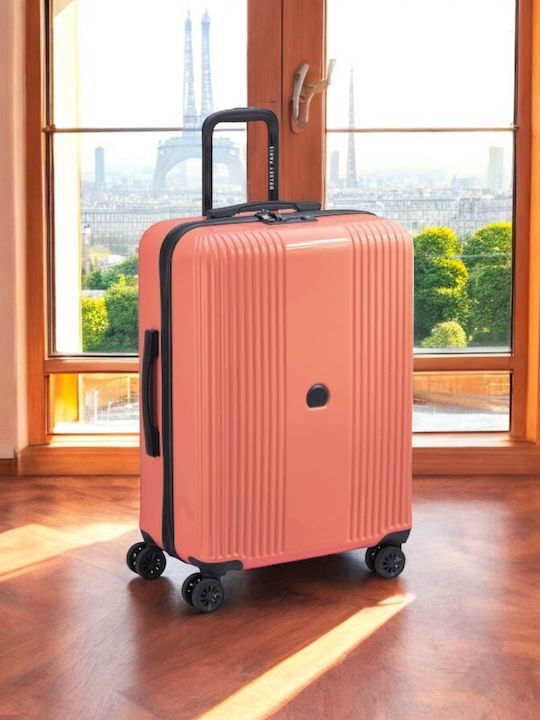 Delsey Ophelie Valiză De Călătorie Medie Tough Coral Pink Cu 4 Roți Înălțime 66 Cm