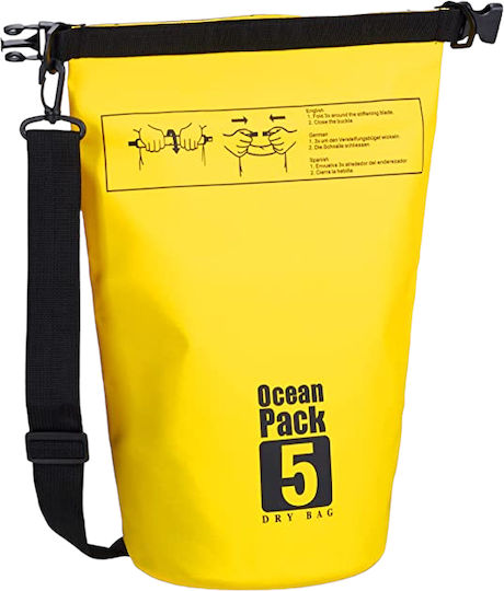 Waterproof Drybag Backpack Tecos 5 L Capacity Yellow Outdoor Activities