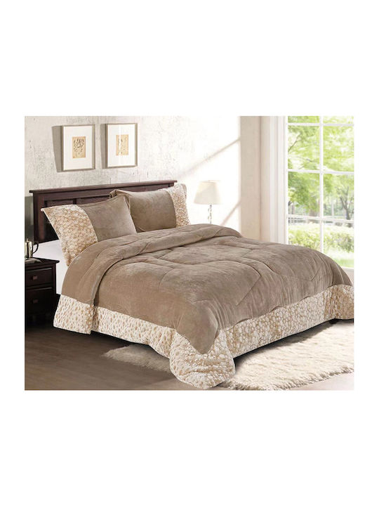 Kipper Κουβερτοπάπλωμα Σετ Υπέρδιπλο 220x240εκ. Pilar Beige 3τμχ