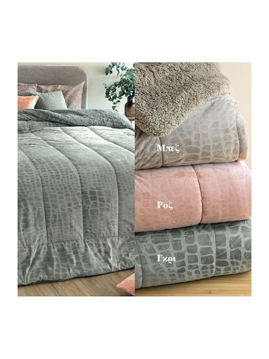 Palamaiki Κουβερτοπάπλωμα Υπέρδιπλο 220x240εκ. Flo Grey 720 GSM